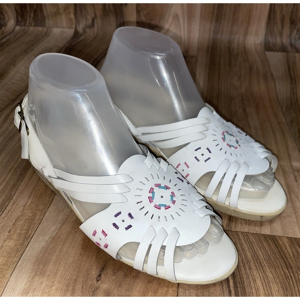 Vintage Airstep Sandals Women's Size 8W‎ White Leather Strappy